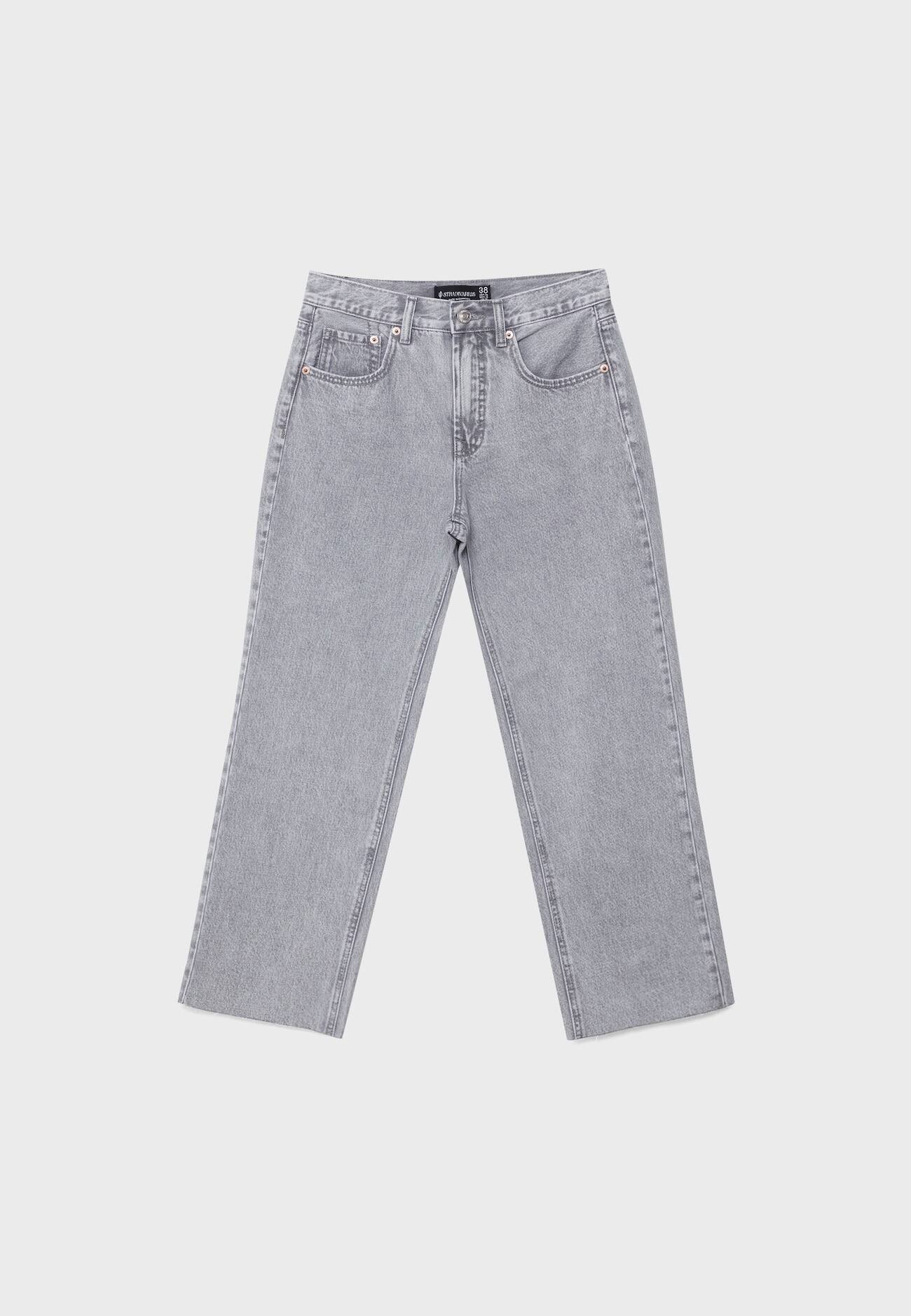 calça jeans D96 cropped de corte reto