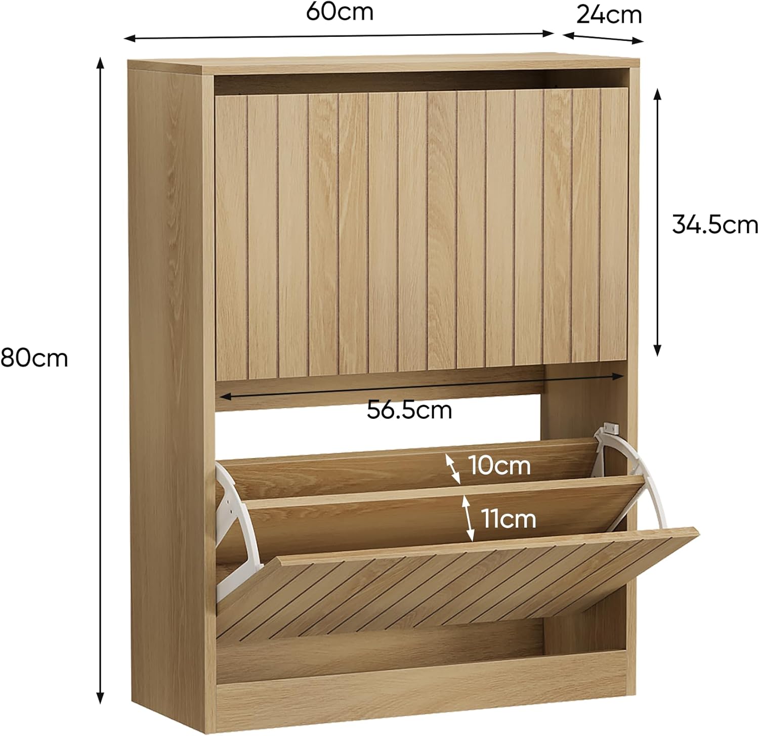 Semiocthome Armoire à Chaussures Double Étage, 80×60×24 cm, Meuble à Chaussures en Bois avec Étagères Réglables, Adapté pour Intérieur et Extérieur VT3703458