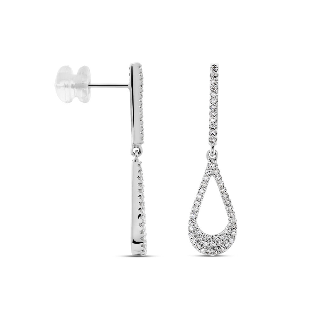 Boucles D'oreilles Pendantes Or Blanc Abilene Diamants