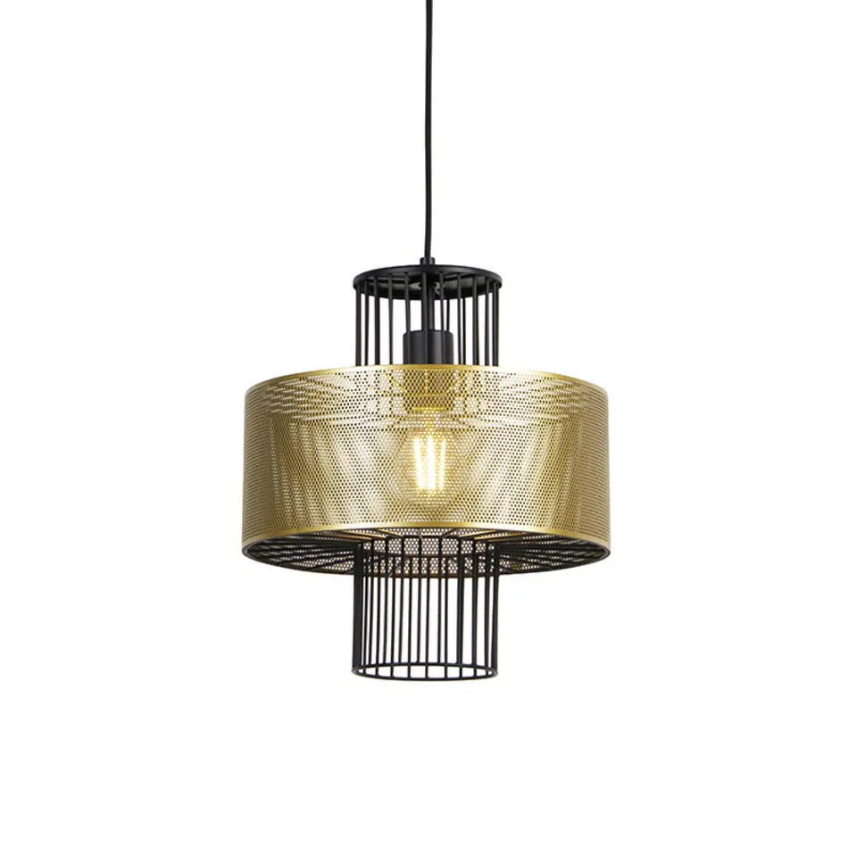 Qazqa hanglampen tess goudkleurig e27