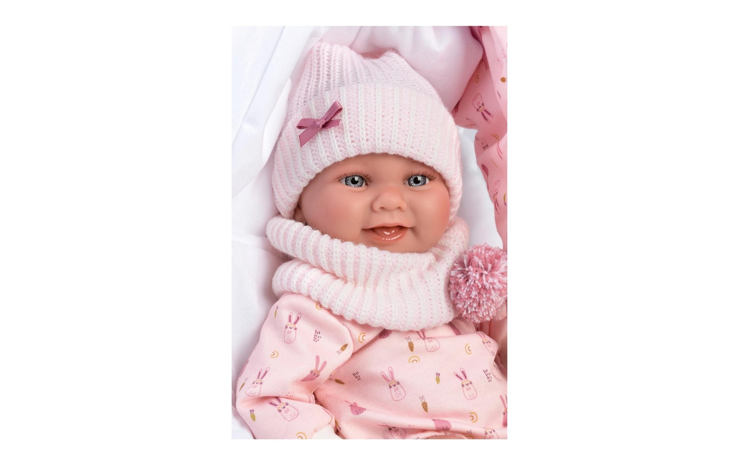 Babypuppe Nica mit Tragetasche 40 cmNewborn-Puppe mit weichem Stoffkörper