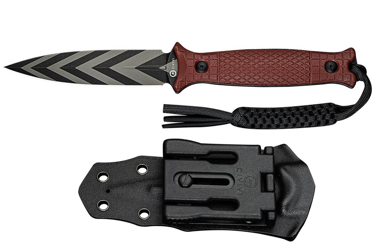 Civivi Perfrico C23026-3 Black/Gray Striped 14C28N Burgundy G10, vaststaand mes