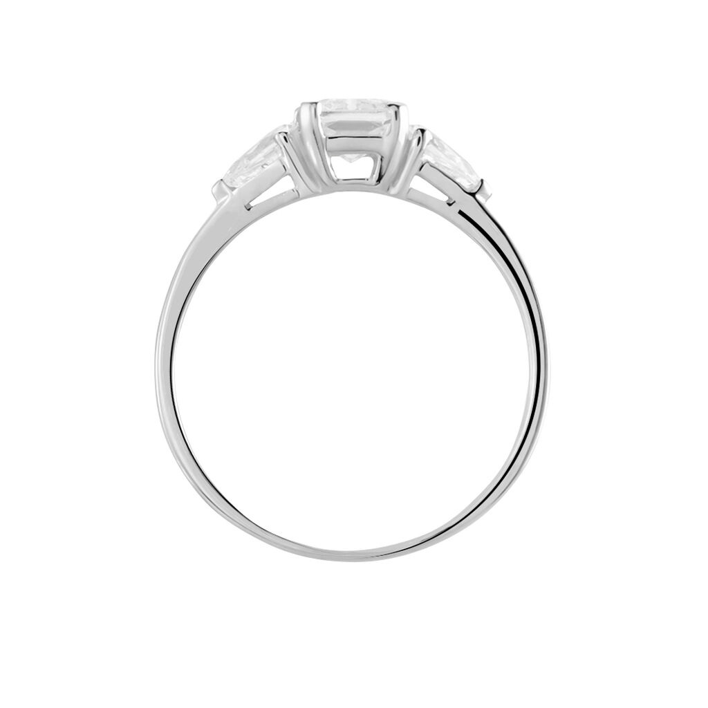 Bague Saelle Or Blanc Oxyde De Zirconium