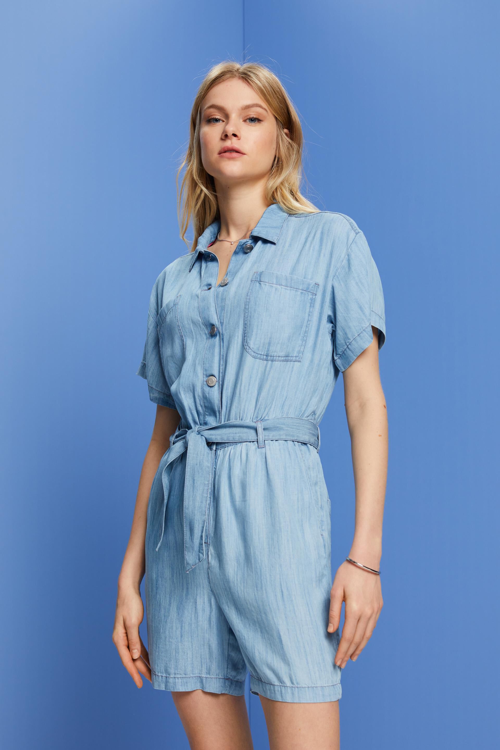 Combinaison courte d’aspect denim, TENCEL™