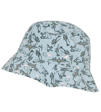 Melton Sommerhut - UV50+ - Dusty Light Blue m. Flugzeuge