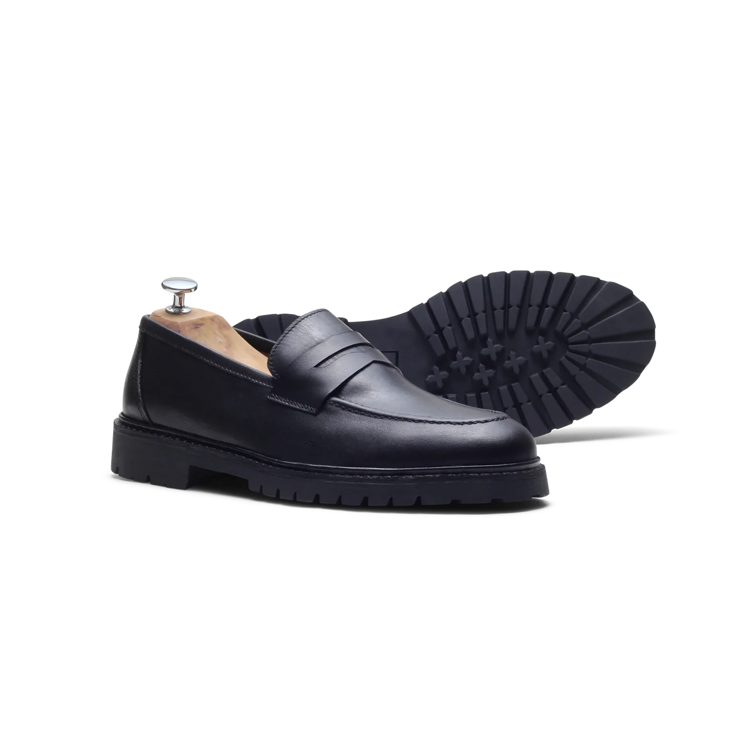 Mika-Mocassin en cuir noir