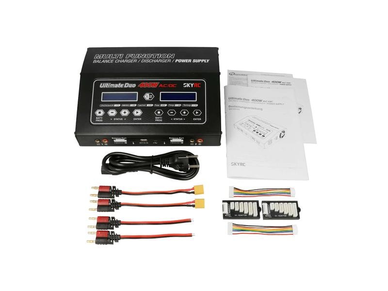 SKYRC Dual-Ladegerät D400 Ultimate Duo AC/DC 2 x 200W, 1-7S Universelles Zweikanal AC/DC Modellbau Ladegerät
