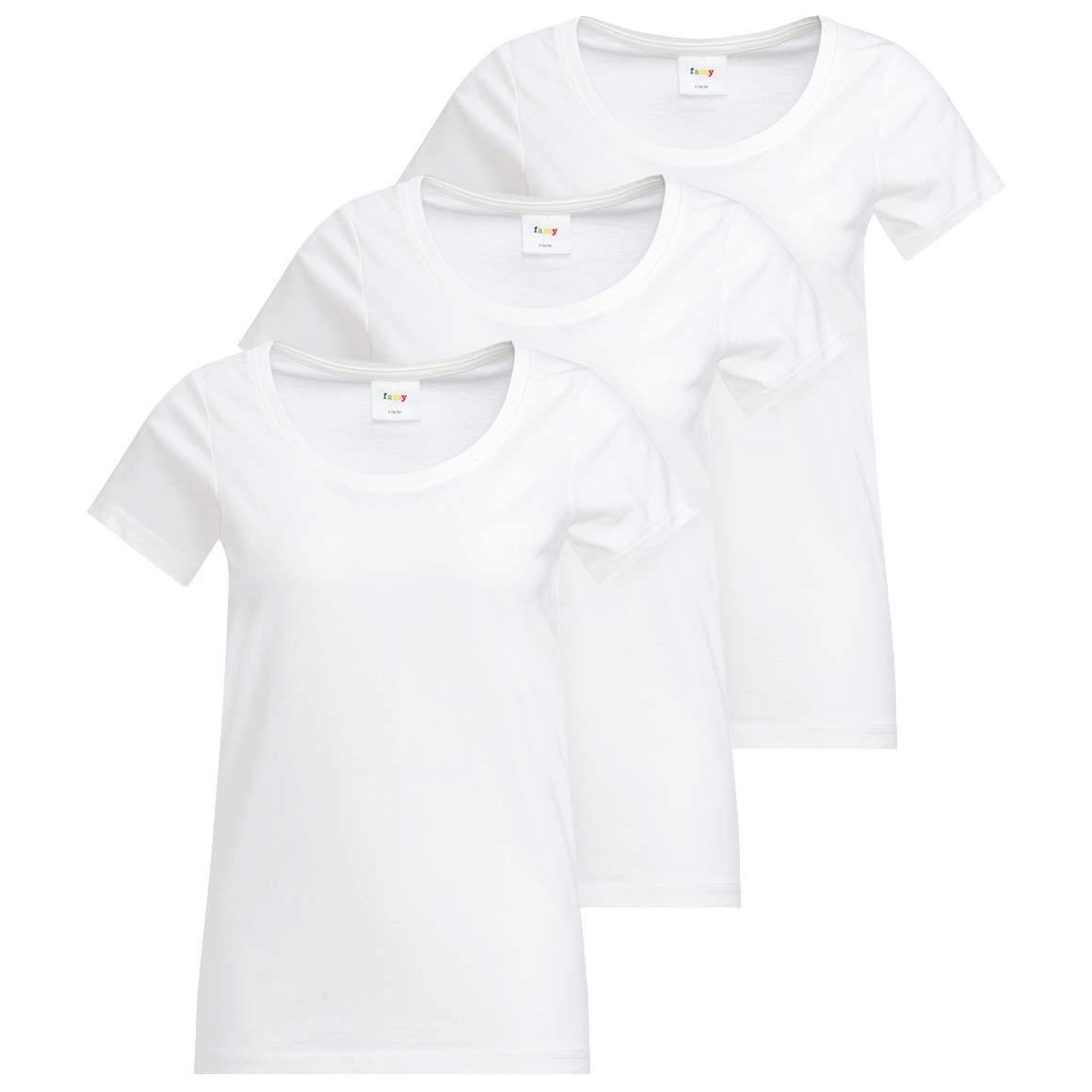 Famy 3 Damen T-Shirts im Basic-Look weiss