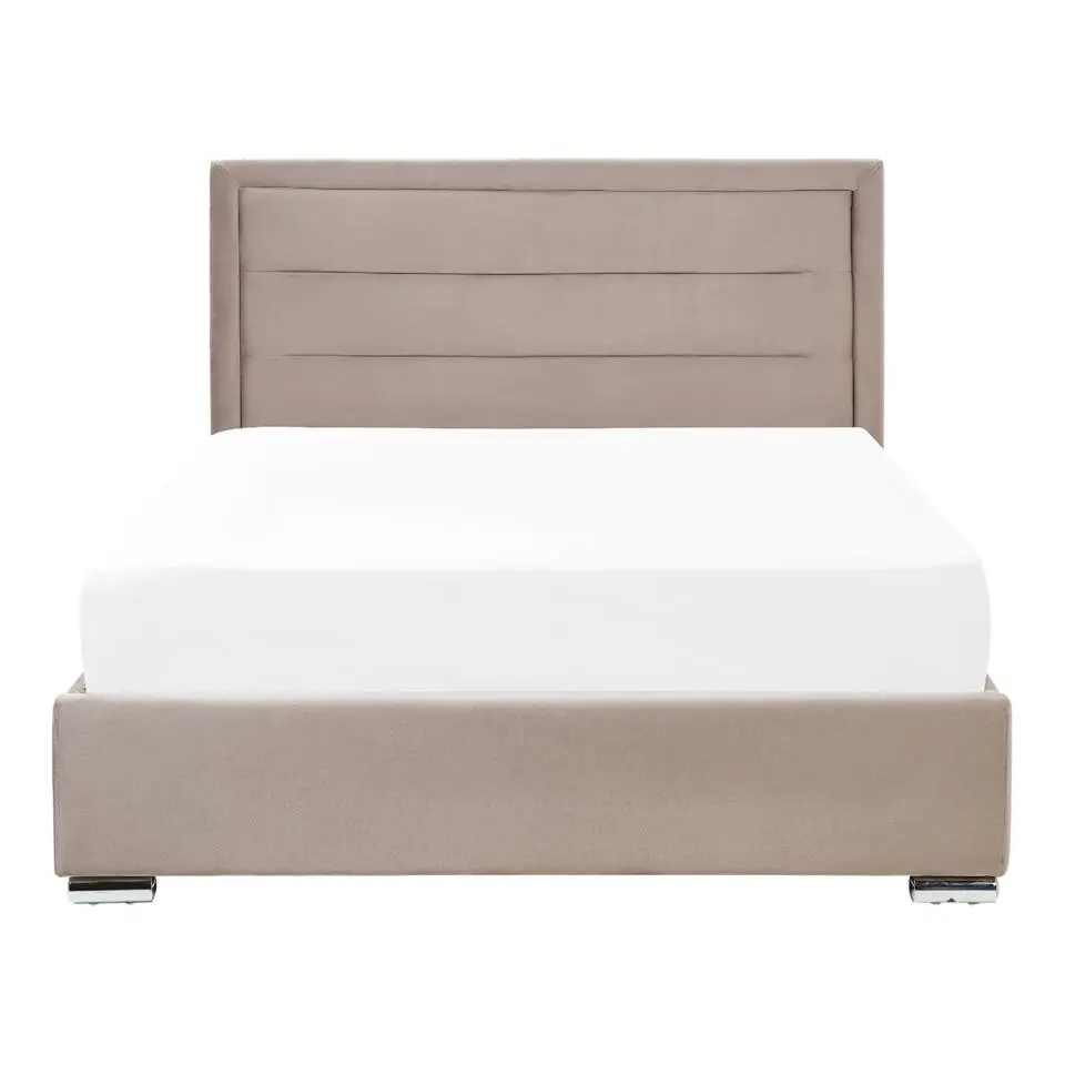 ROUEN - Bed met opbergruimte - Beige - 140 x 200 cm - Fluweel