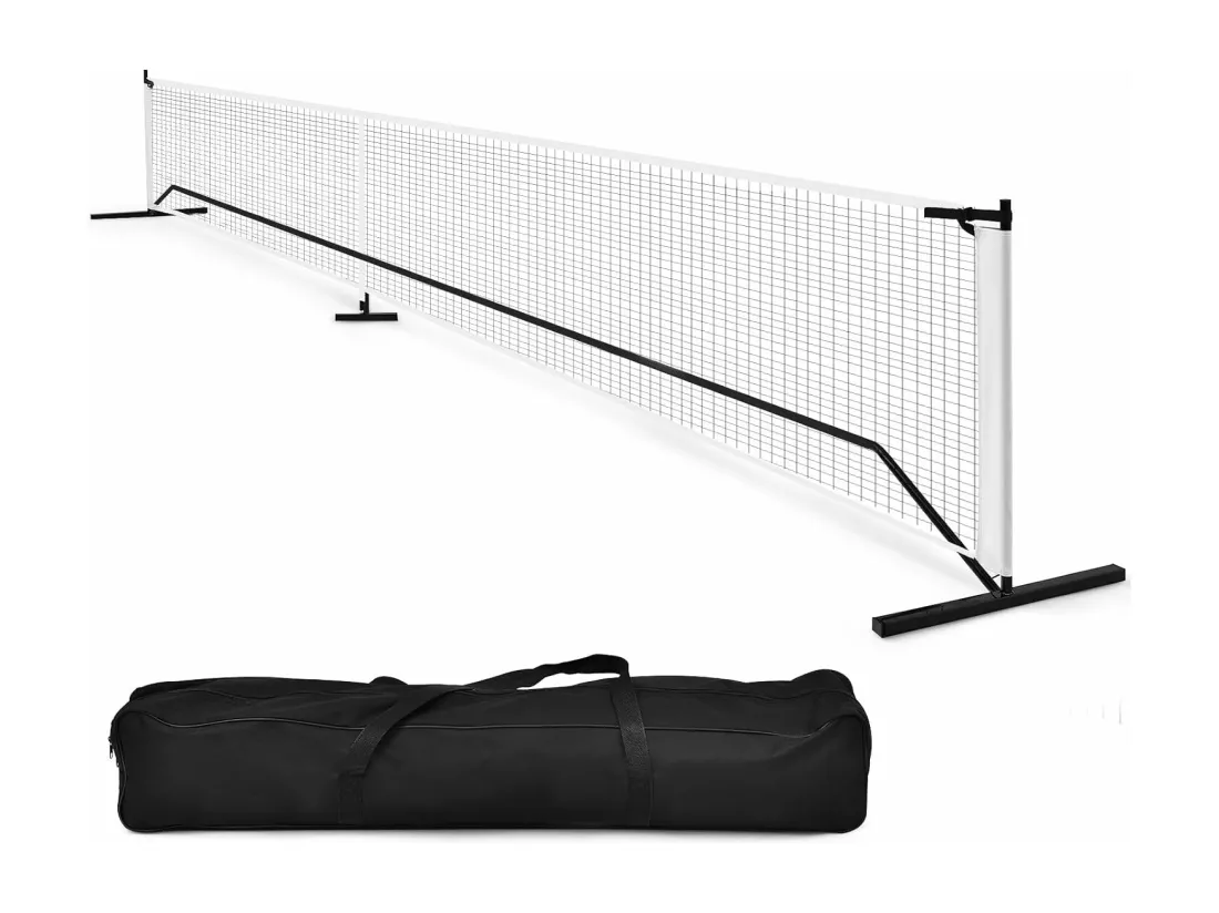 Filet de Pickleball Portable de 670 x 92 cm Tuyaux Métalliques, Filet Badminton Exterieur en Plastique et vinyle avec Sac de Transport en Oxford, pour Intérieur/Extérieur