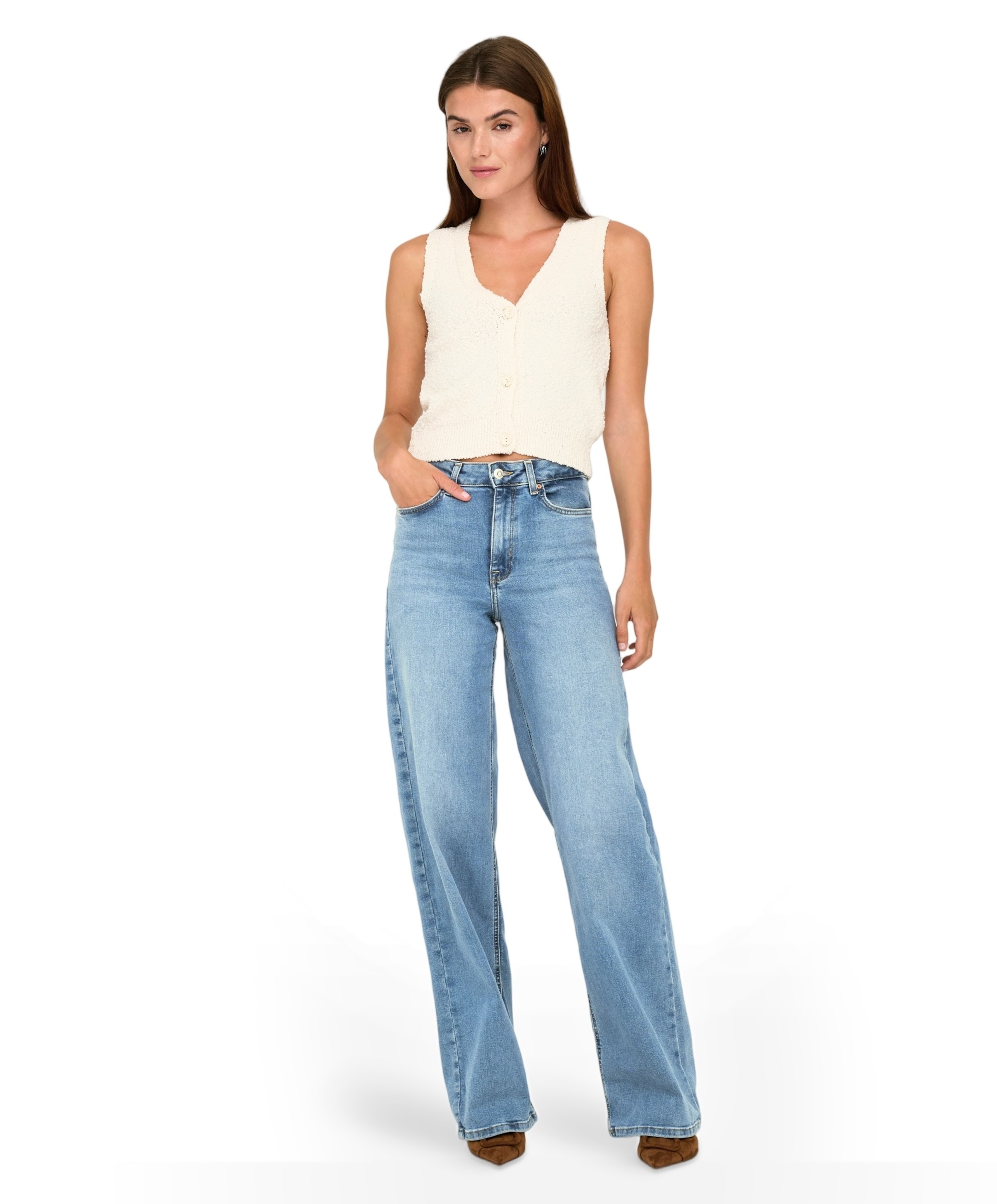 Only ONLMADISON BLUSH HW WIDE DNM CRO371 dames jeans blauw