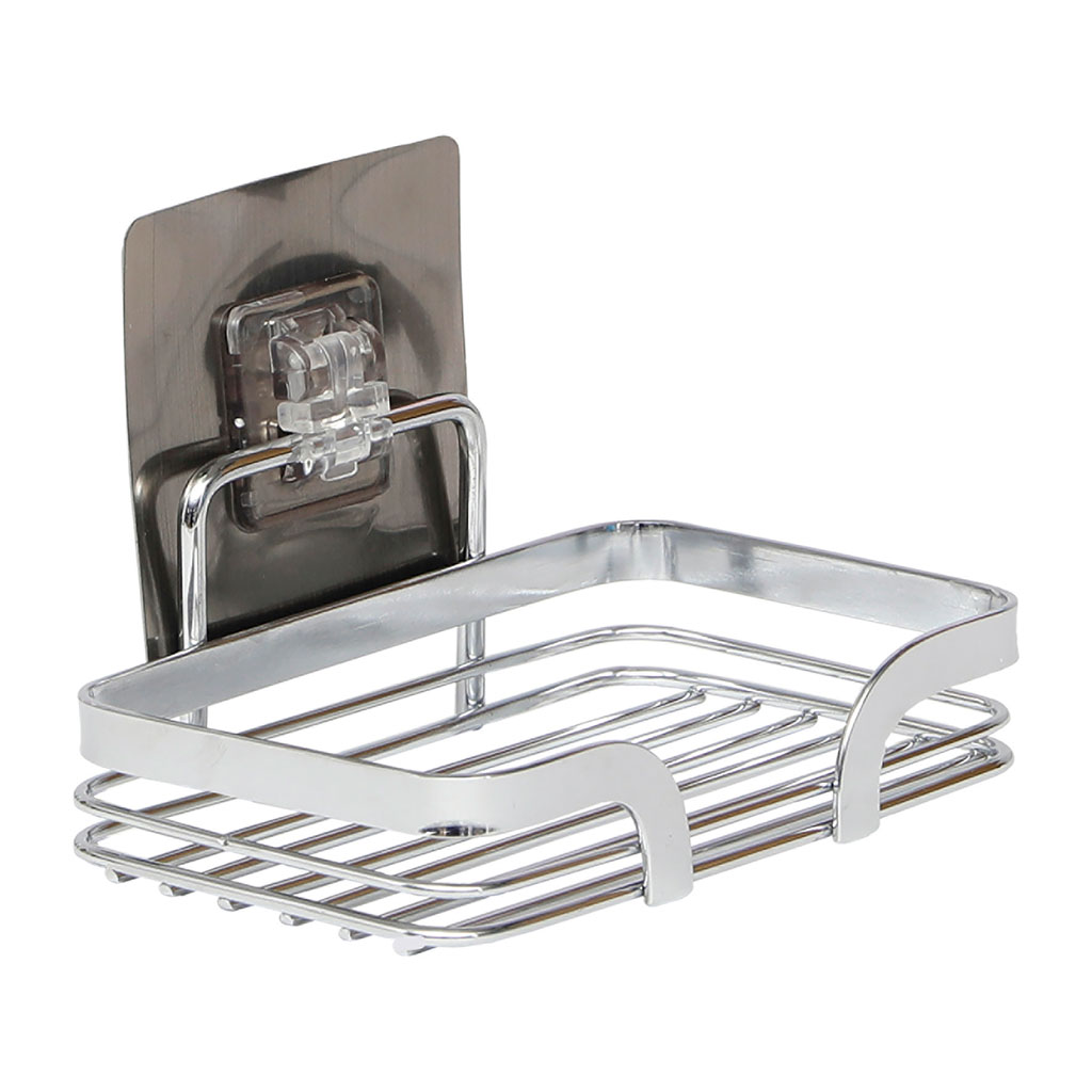 Porte savon adhésif chrome 14x9.5x10cm