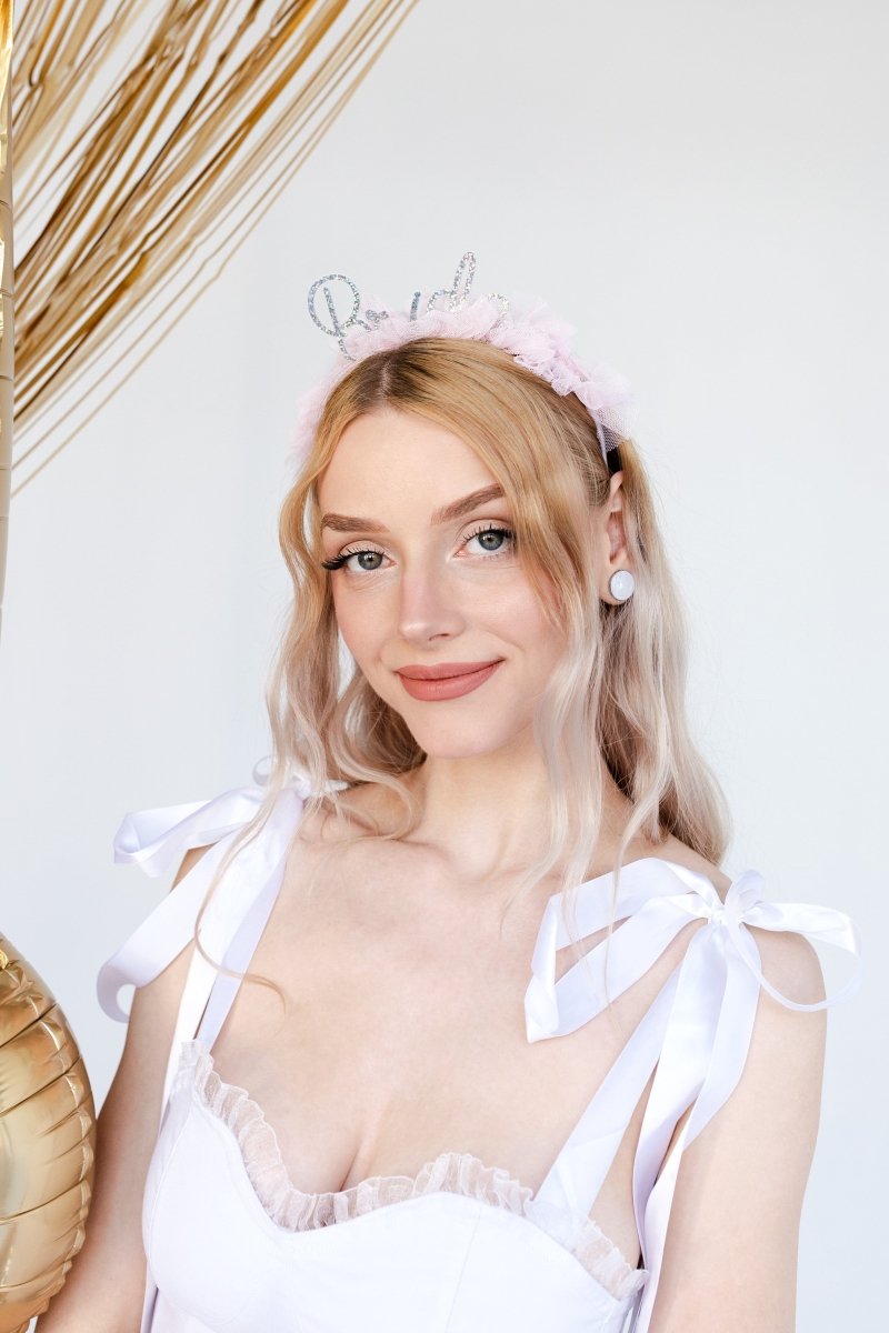 Bride Haarband Roze Zilver