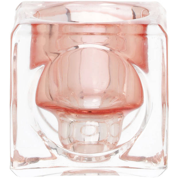 Blokker Theelichthouder Soft Shade - 5,5x5,5 cm - Roze