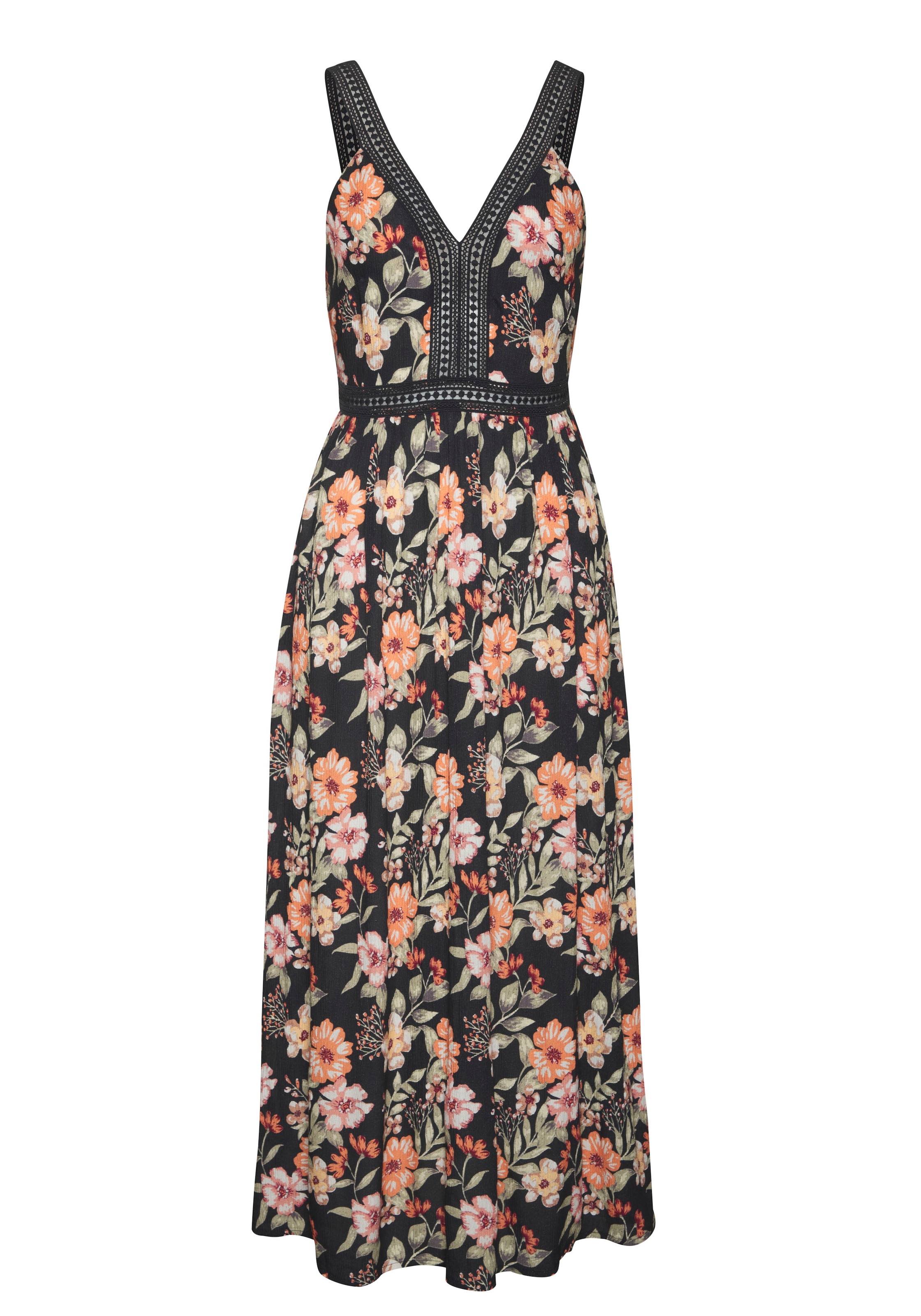 Buffalo Maxikleid Ohne Taschen mit Blumenmuster und Spitze