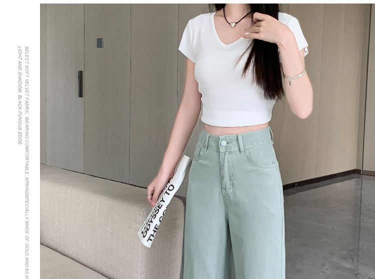 Luminato - Hoge taille cropped straight leg jeans