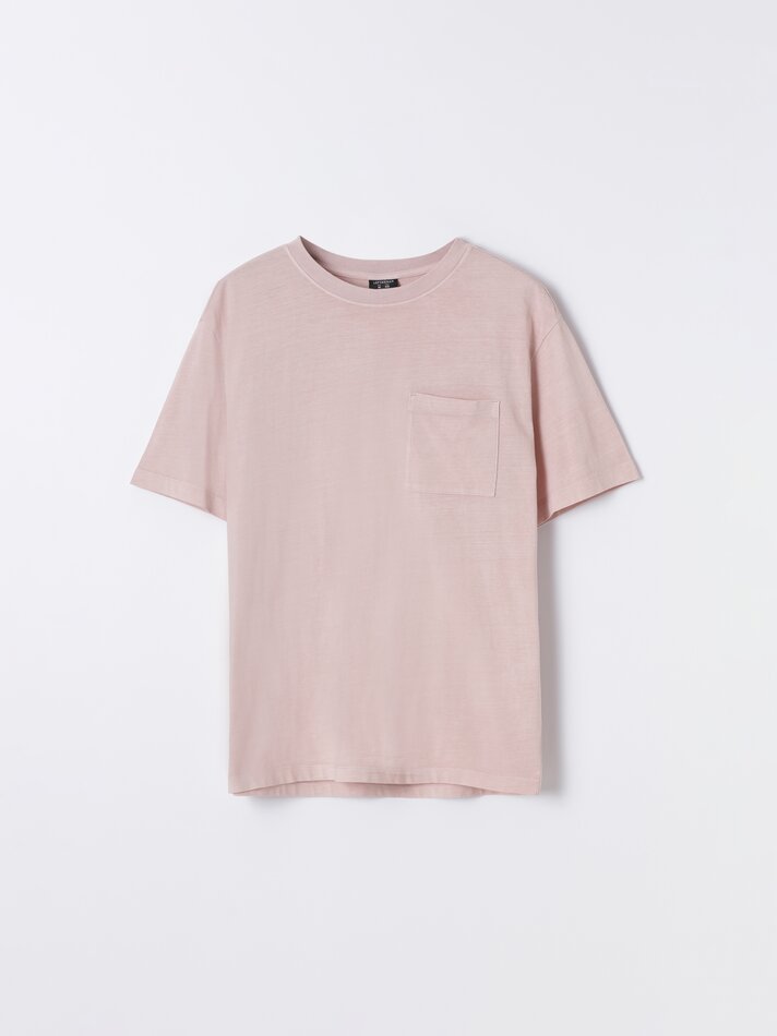 Camiseta com efeito lavado - Rosa Chiclete