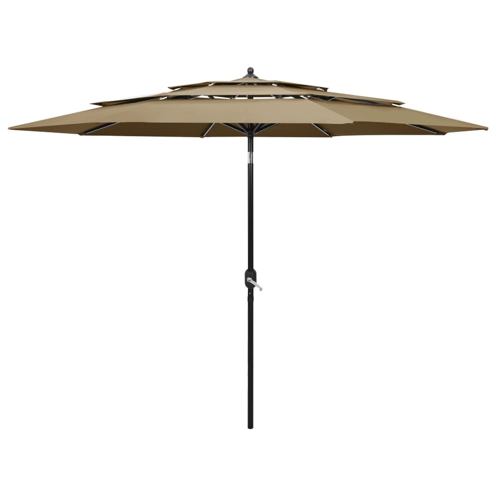 Parasol à 3 niveaux avec mât en aluminium 3 m taupe