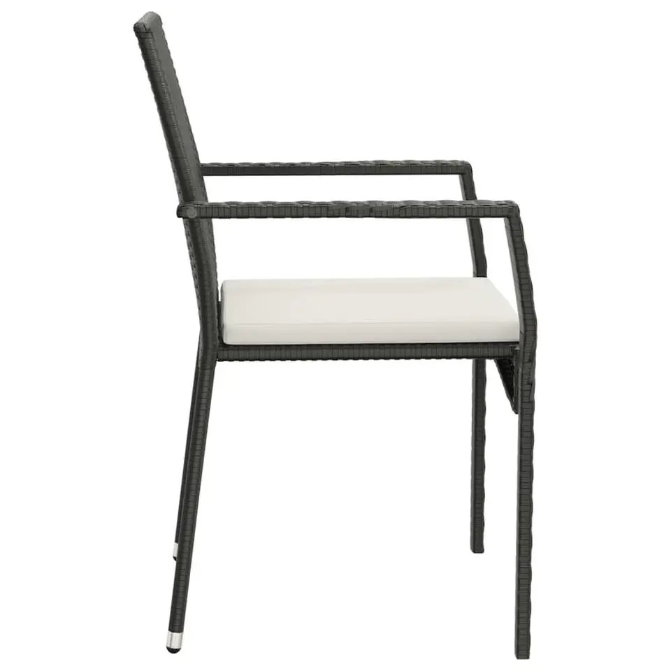 vidaXL - Tuinset - Zwart - Poly rattan - 190 cm - 7 stuks - Met kussens