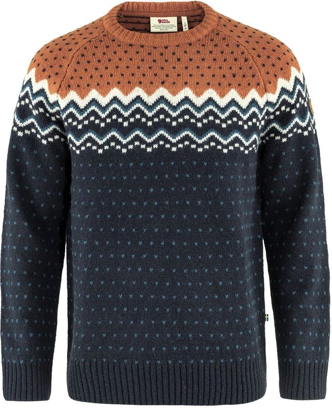 Trui Fjallraven Men Ovik Knit Sweater Dark Navy-Terracotta Brown