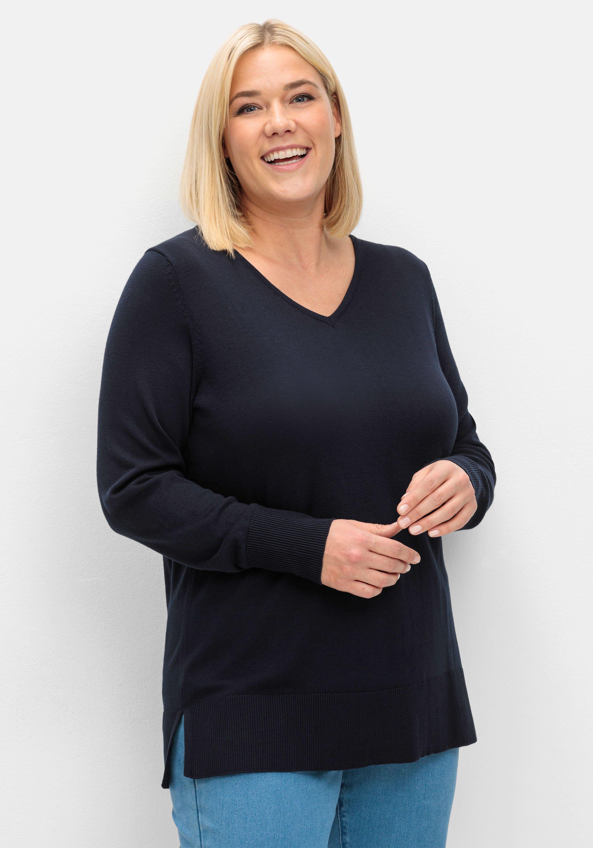 Pullover aus leichtem Strick, mit V-Ausschnitt