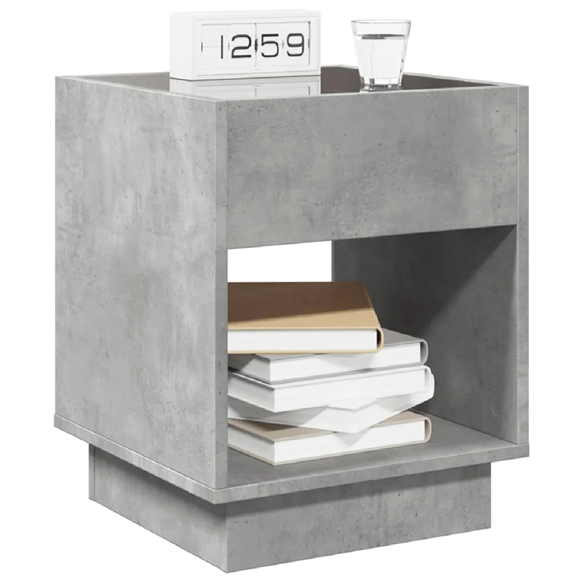 vidaXL Table de Chevet avec LED Infini Gris Béton
