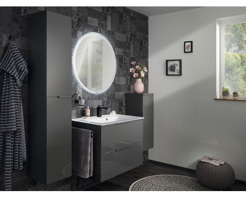 Wastafelmeubel FACKELMANN Luna BxHxD 80 x 60,5 cm x 49 cm Frontkleur antraciet glanzend 87201