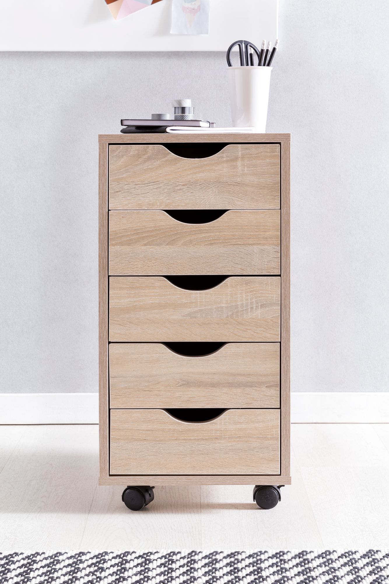 KADIMA DESIGN Rollcontainer, 5 Schubladen, MDF-Holz, Büro/Wohnzimmer - Stilvoller Stauraum