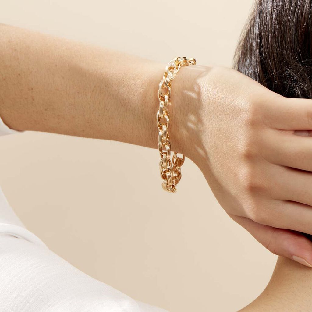 Bracelet Ovale Fil Plat Or Jaune