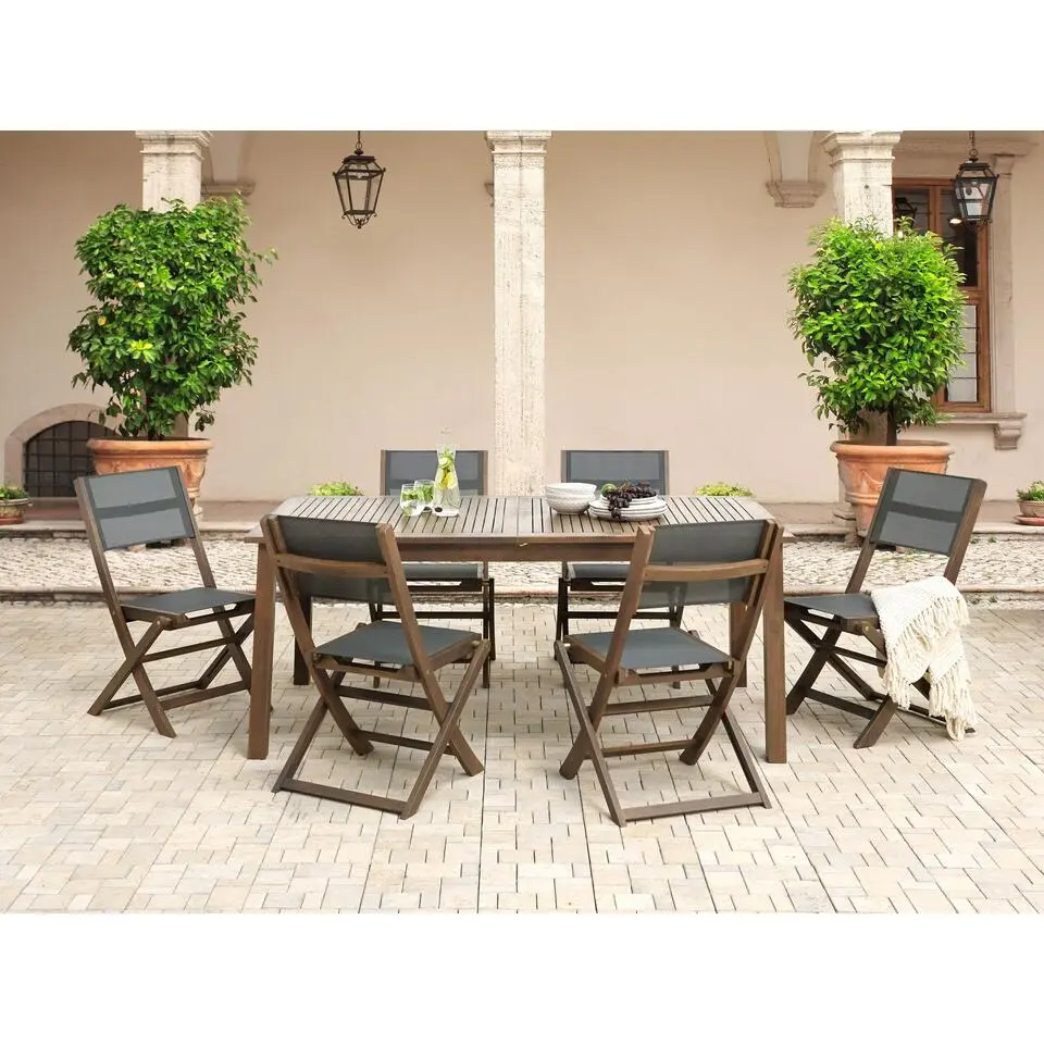 CESANA - Tuintafel - Donkerhout - 100 x 180/240 cm - Acaciahout