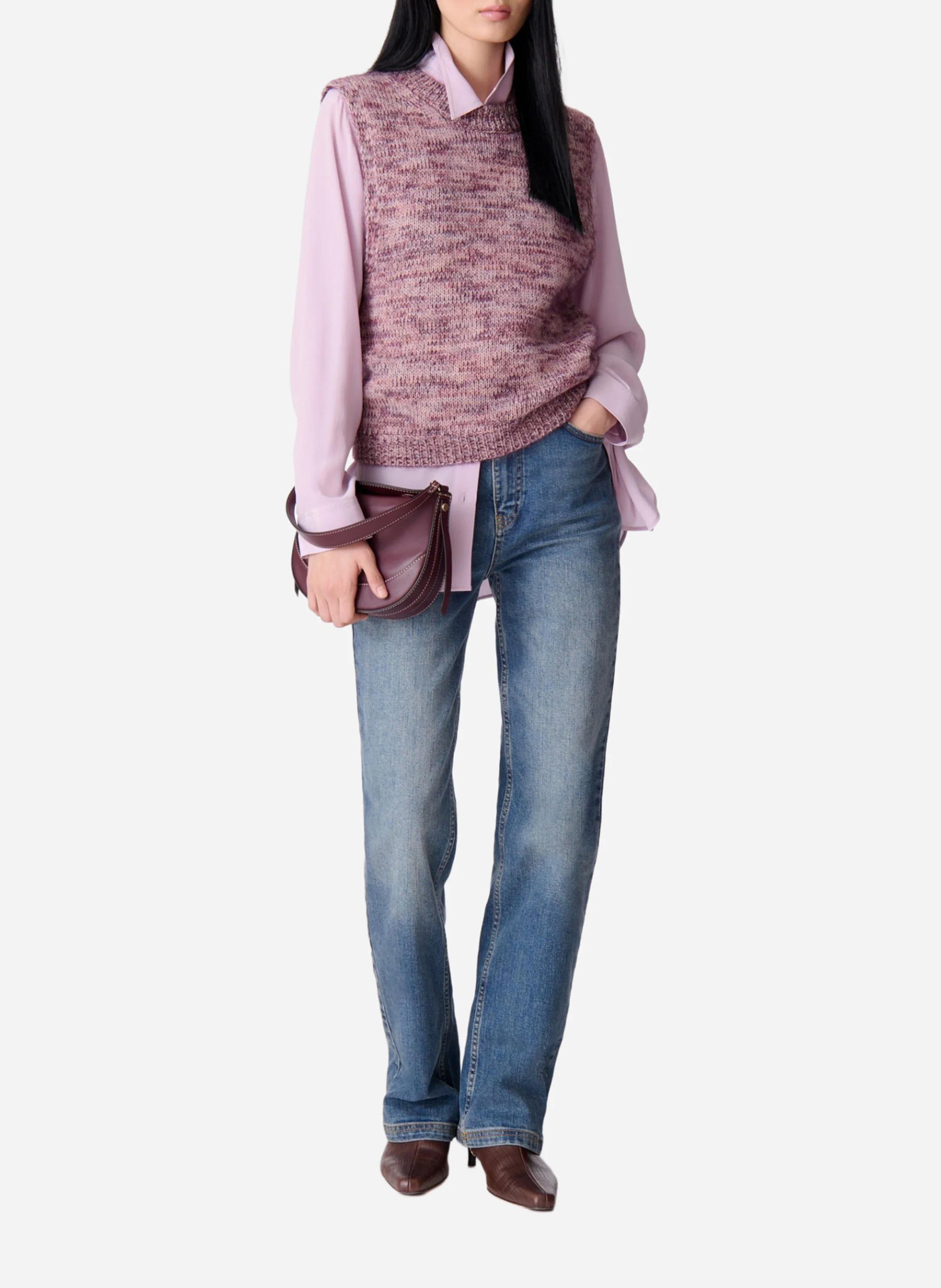 ELOISE - Pull sans manches en laine mélangée| Violet