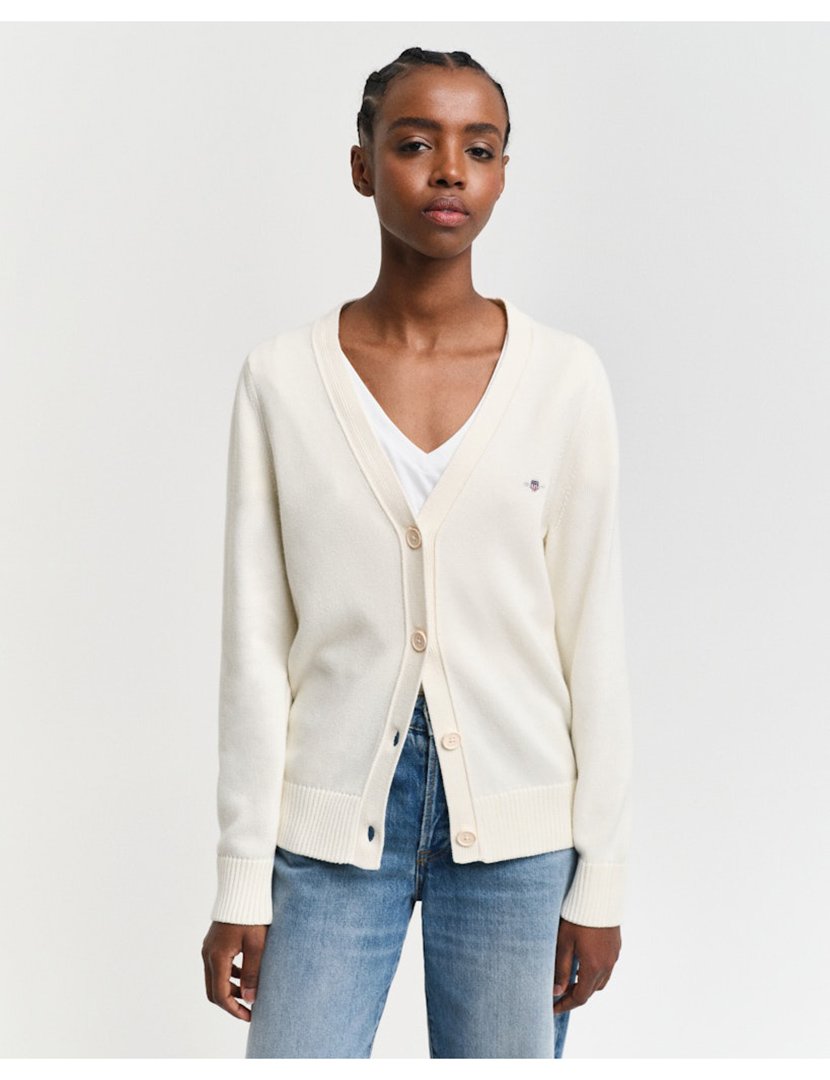 Beige Button Knit Cardigan