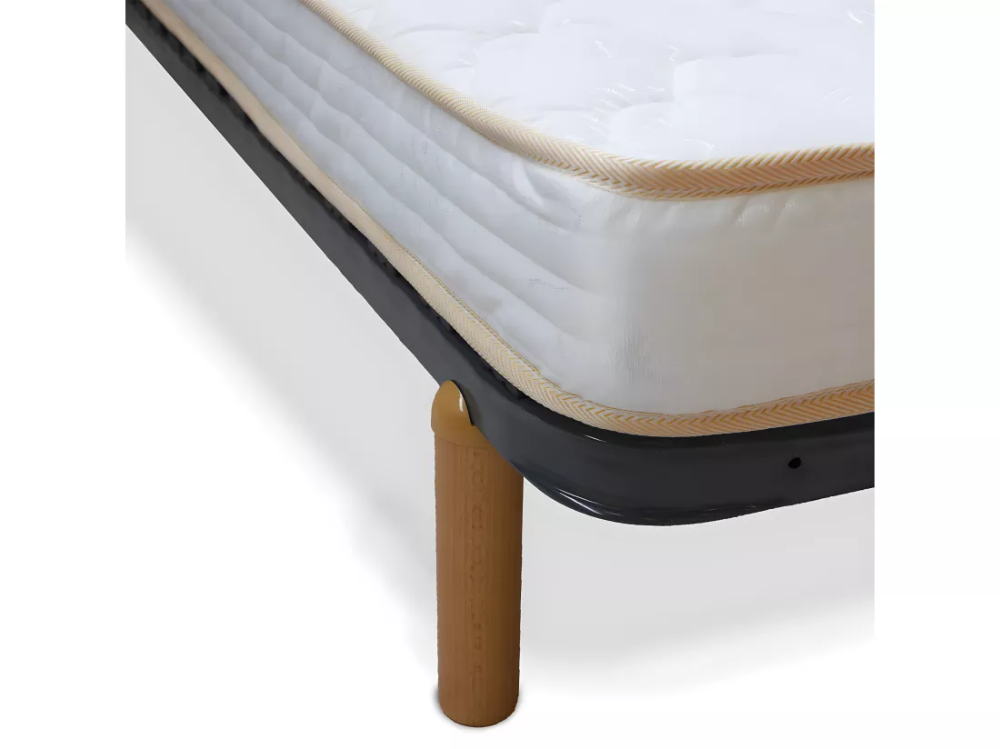 Pack sommier avec pieds et matelas 90x200 cm metal gris MIRA
