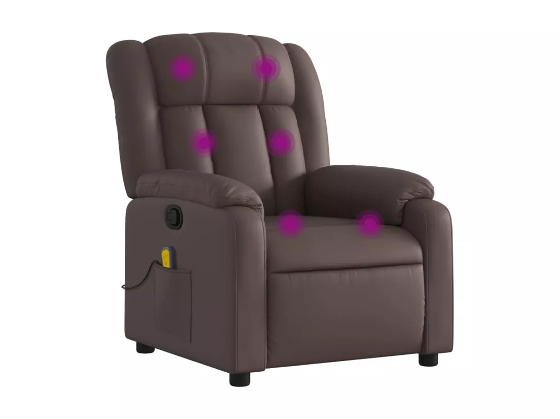 Fauteuil massant inclinable Marron Similicuir