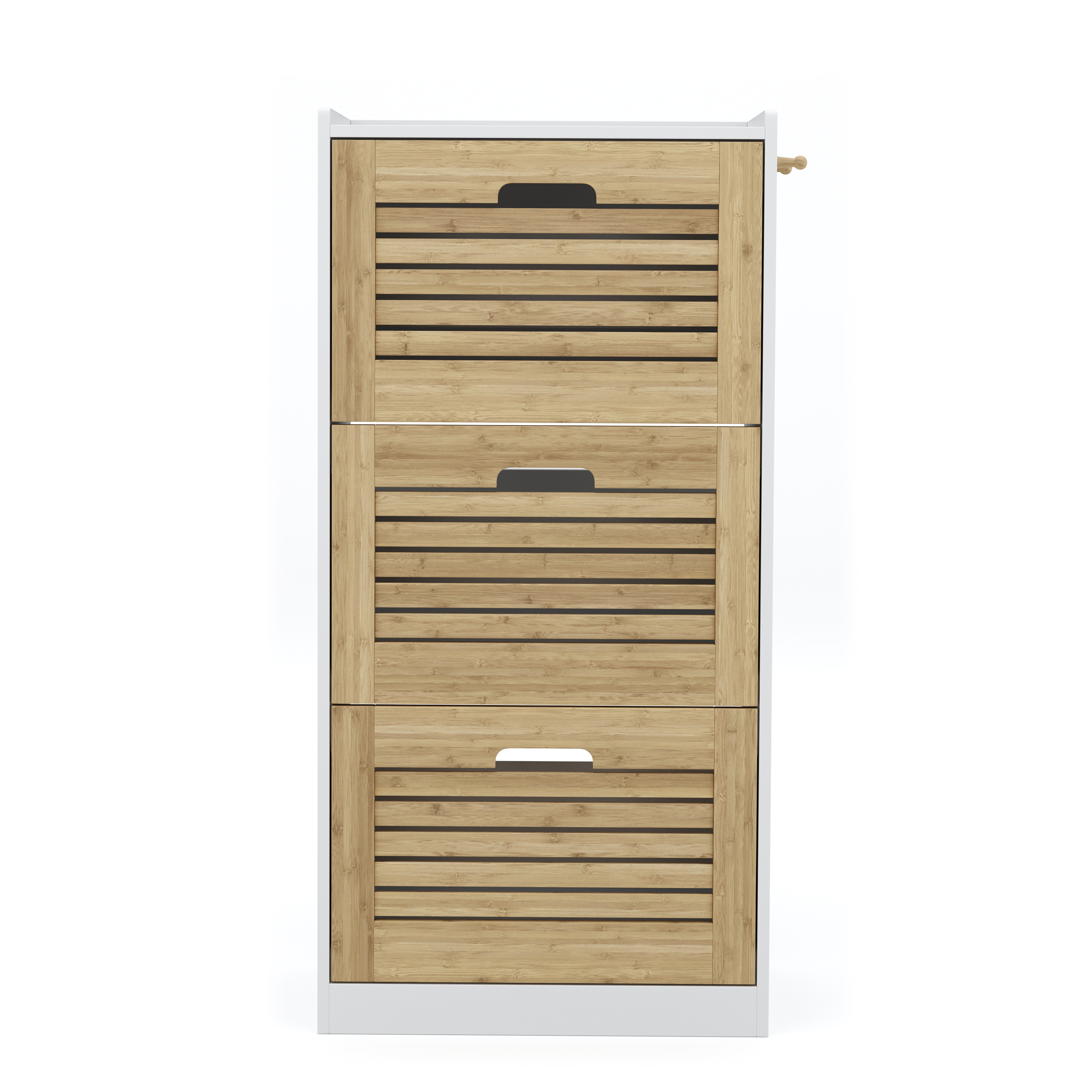 Schuhschrank KAMALIA 55 x 30 x 112 cm weiss/hellbraun