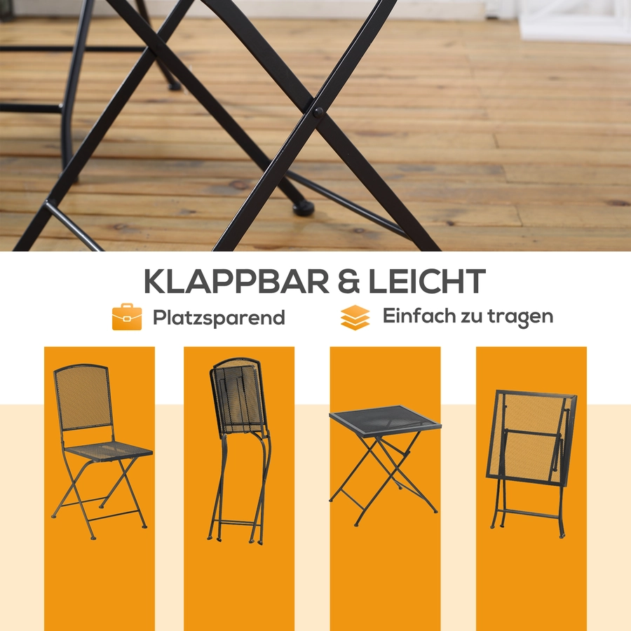 Outsunny Gartenmöbel-Set mit Faltfunktion grau