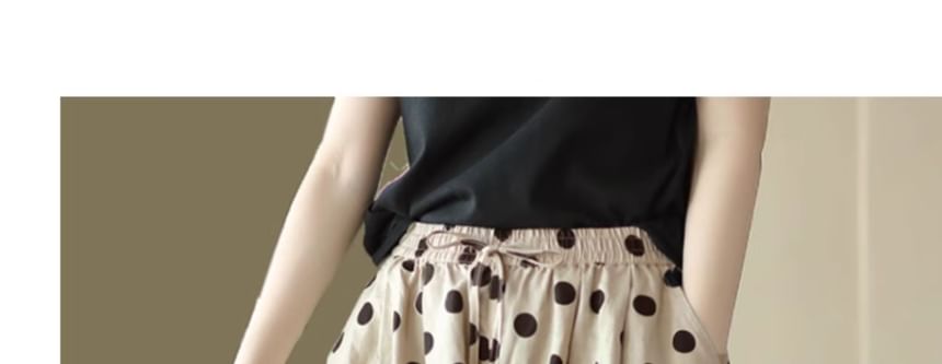ZIMO - Gestippelde cropped baggy broek met trekkoordtaille