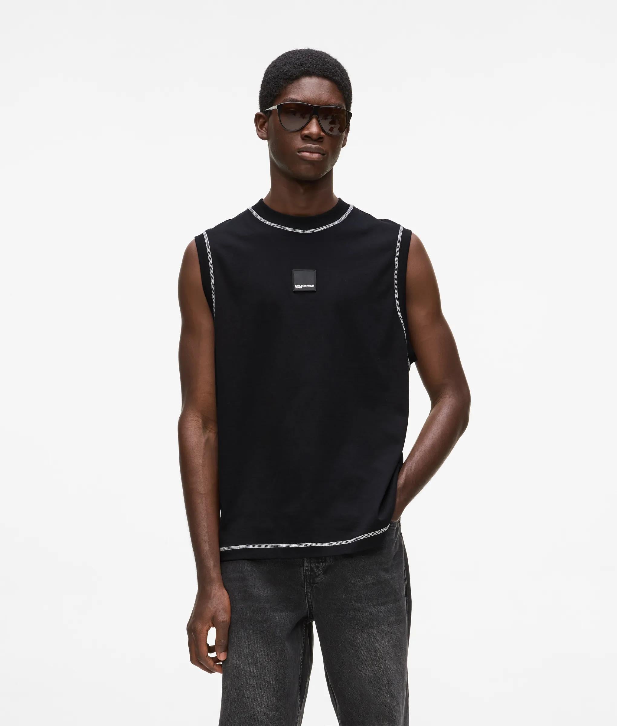 Relaxte tanktop met contrasterende steek
