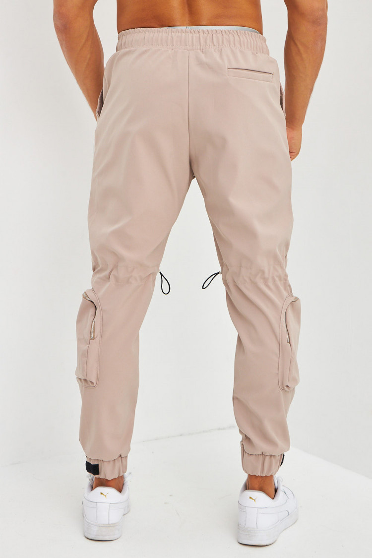 Pantalon cargo beige à multipoches 3D