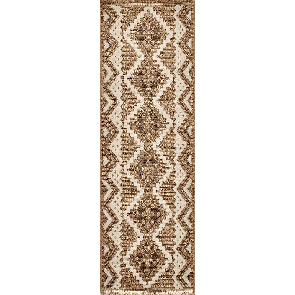 Tapis intérieur extérieur aspect jute marron tulum 9054 180 x 67 cm