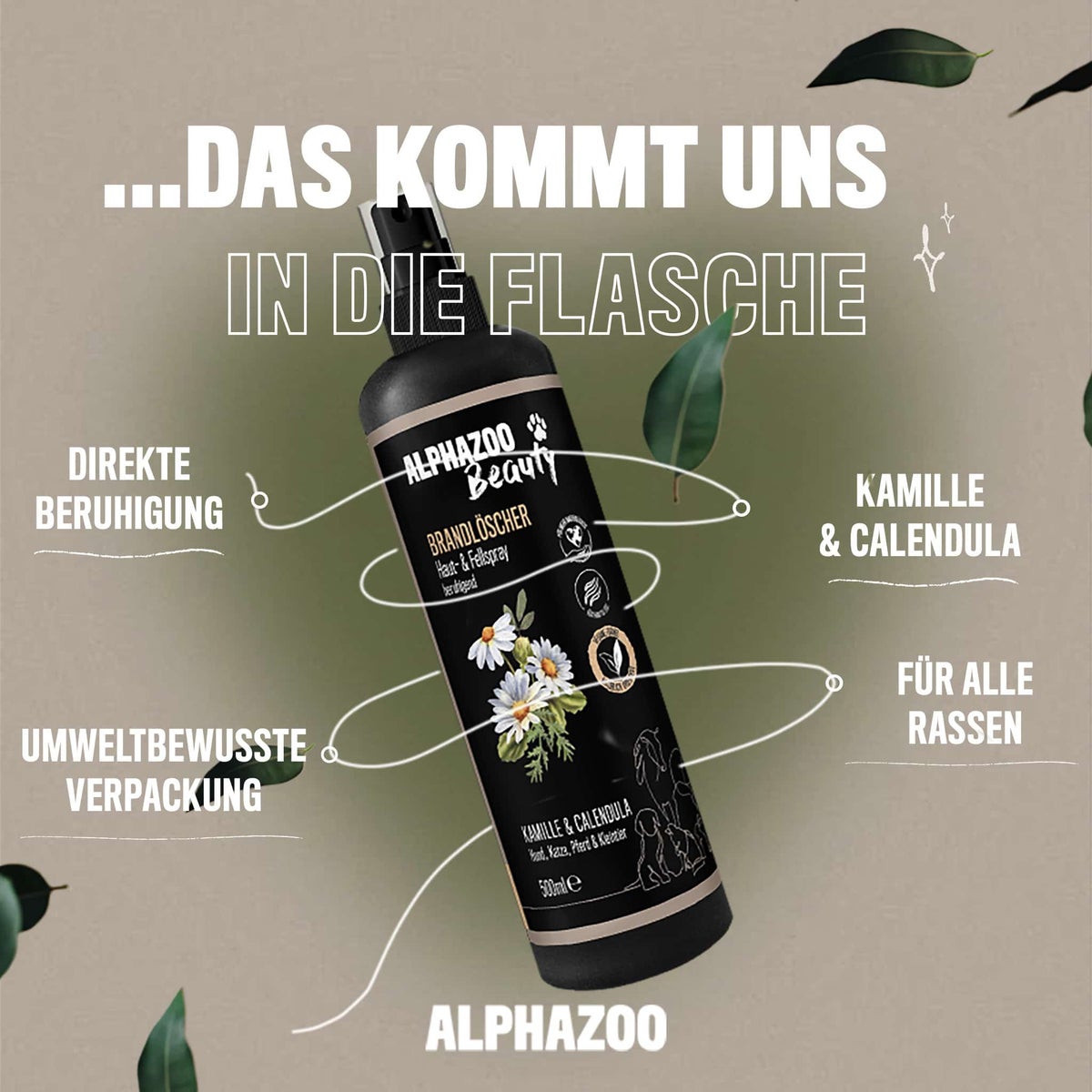 ALPHAZOO Brandblusser Anti-Jeuk Spray 200ml voor Honden en Katten | Zacht verzachtend voor Vacht en Huid