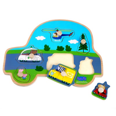 Barbo Toys Peppa Gris Knottepuslespill i Tre Kjøretøy 6 Brikker
