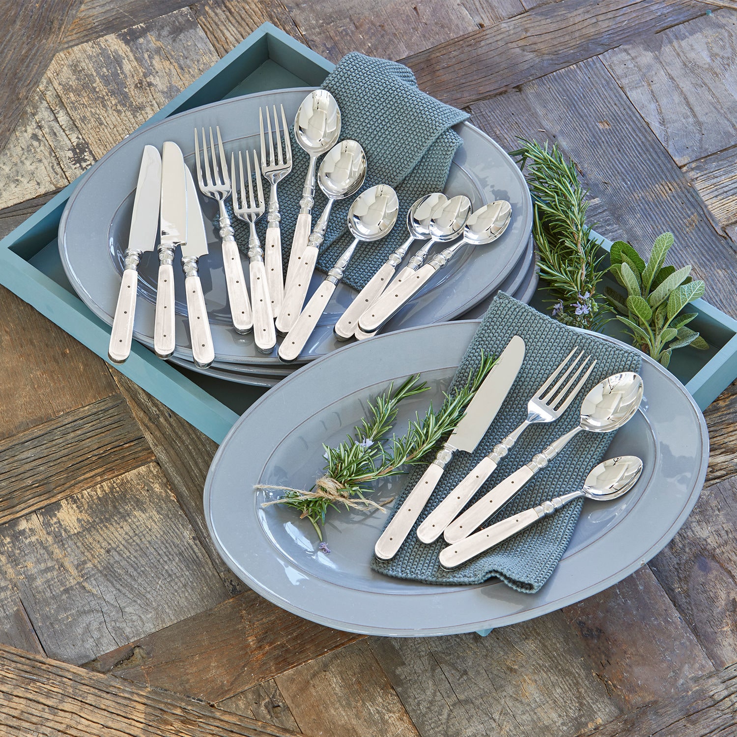 Besteck Bigeste 16er Set | silber/weiß