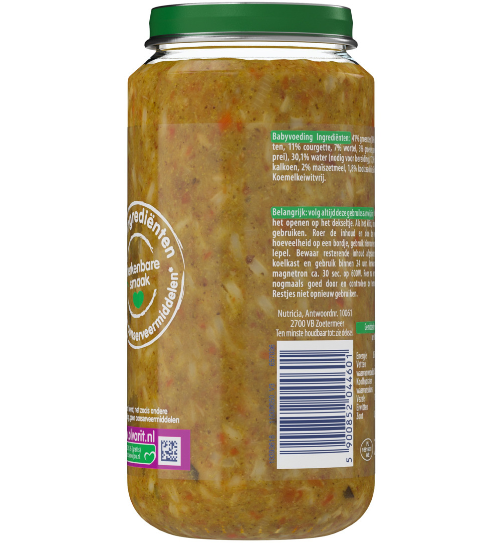 Olvarit Risotto doperwten kalkoen 18M01 (250 gr)