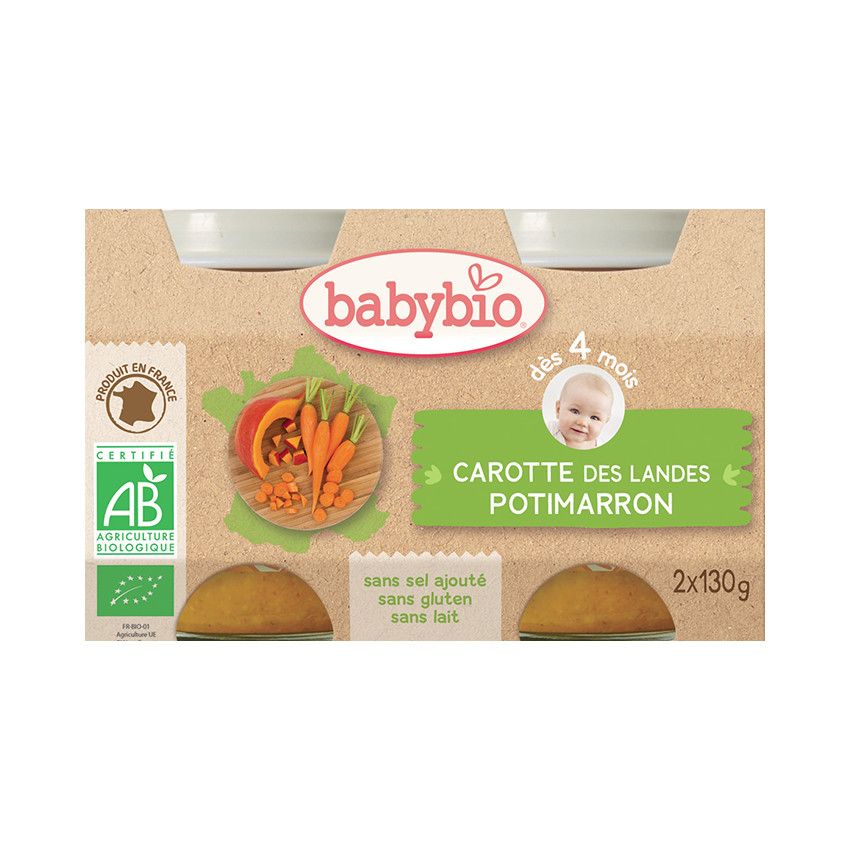 Petit pot carotte et potimarron bio - 2x130g - Doré