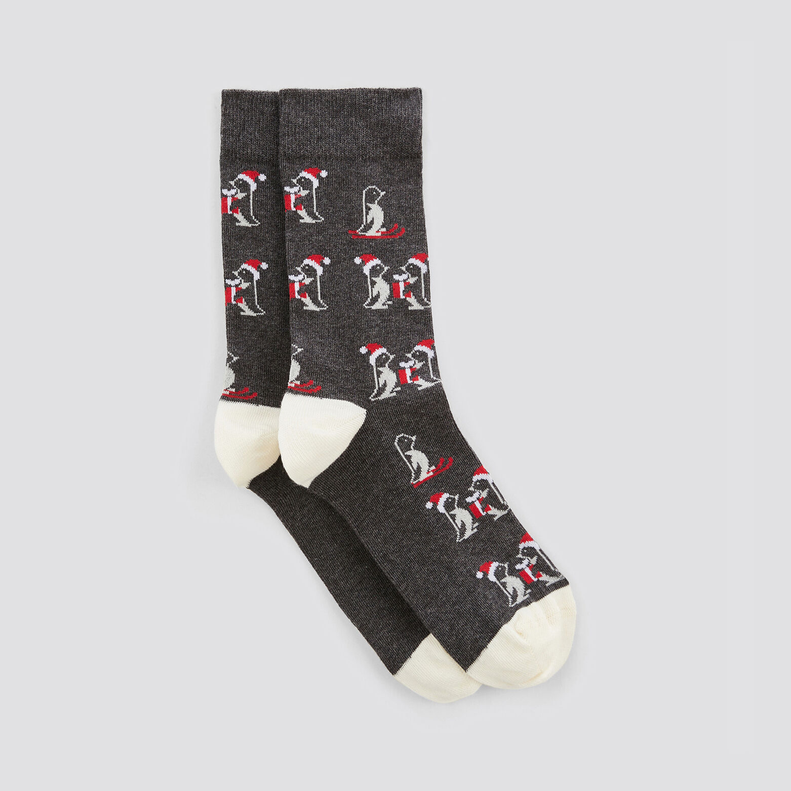 Chaussettes esprit Noël coton issu de l'agri. bio. Gris moyen