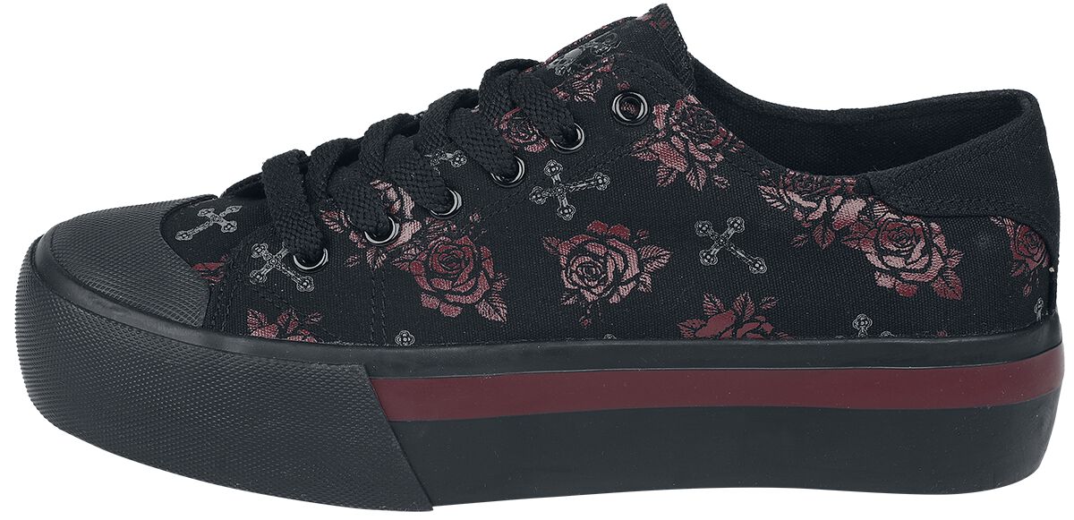Baskets Basses Plateformes Avec Imprimés Croix & Roses | Rock Rebel by EMP Baskets