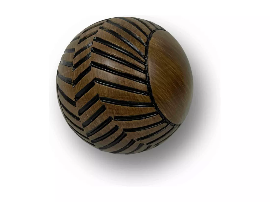 DELHI - Boule déco en résine effet bois sculpté