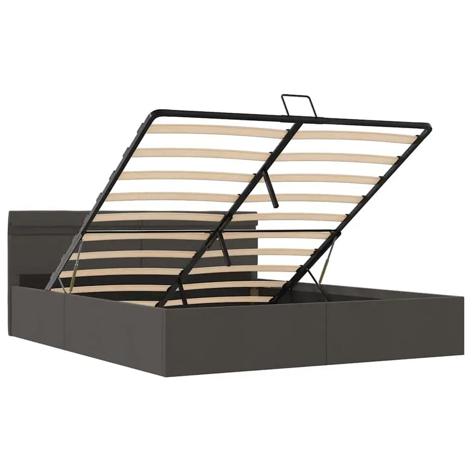vidaXL - Bed met opbergruimte en LED - Donkergrijs - Stof - 180x200 cm