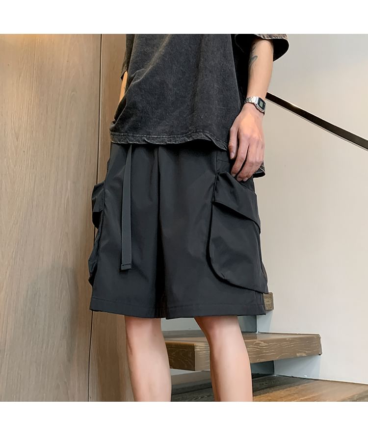 emeisa - Effen cargoshort met middelhoge taille